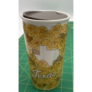 Starbucks Texas Yellow Rose Double Walled Ceramic Travel Coffee Mug Tumbler 10oz